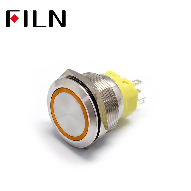 25MM 5PIN Stainless Steel Metal Push Button Switch IP67 Push Button Light Switch Amber