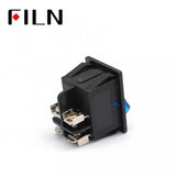 FILN 12V 250V Bule LED Screw Feet KCD4 Boat Rocker Switch