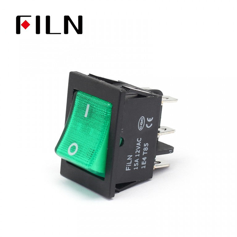 FILN KCD4 15A 24V Green LED Latching 4 Prong Rocker Switch Online Shop