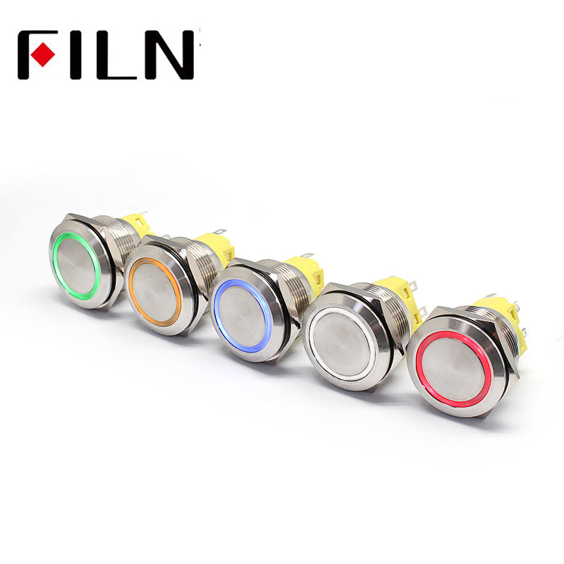 25MM 5PIN Stainless Steel Metal Push Button Switch IP67 Push Button Light Switch Parts