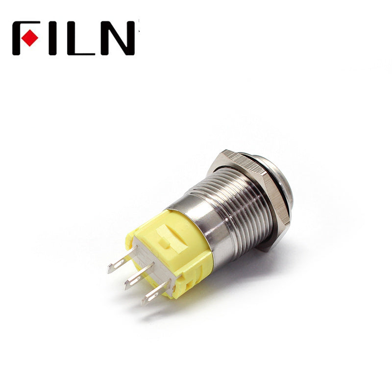 FILN 16mm High head hot sale NO LED Metal Push Button Switch Long type latching switch with 3 pins On Sale