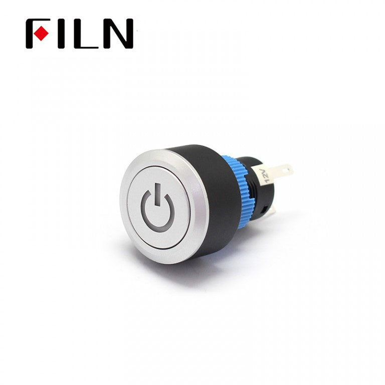 FILN 22mm Illuminated 12V Led Reset Round Momentary Plastic Power Logo Momentary Switch Best Price