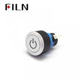 FILN 22mm Illuminated 12V Led Reset Round Momentary Plastic Power Logo Momentary Switch Best Price