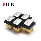 FILN  IP68 KCD4 6PIN Momentary LED Waterproof Rocker Switch Best Price