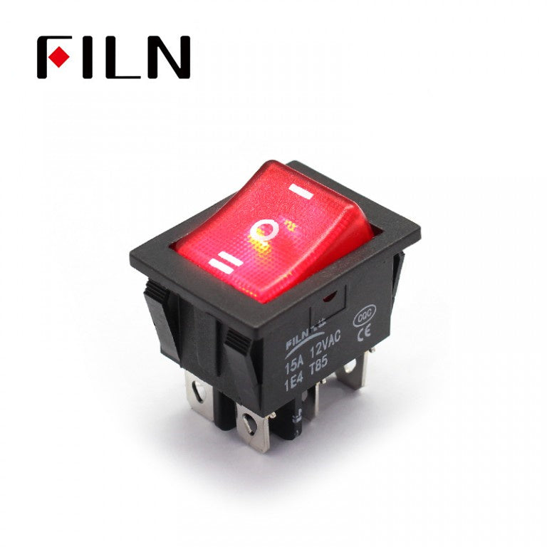 FILN 12V 15A Red LED PA66 Nylon ON OFF ON Rocker Switch In Sale