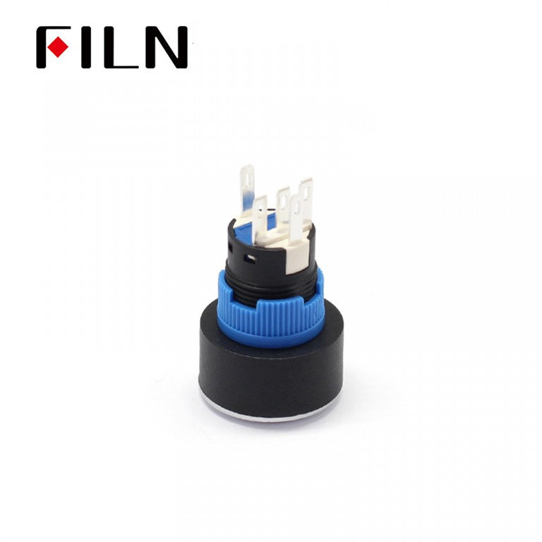 FILN 22mm Illuminated 12V Led Reset Round Momentary Plastic Power Logo Momentary Switch Bottom