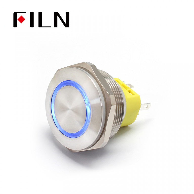 28MM LED IP67 Ring Metal Push Button  Switch Blue