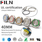 40MM 8PIN IP67 Metal Ring Push Button Switch With Light