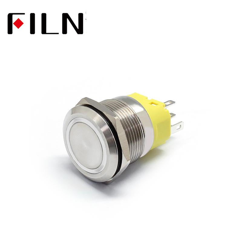 22MM  110V LED illuminated Latching Red Push Button Switch White