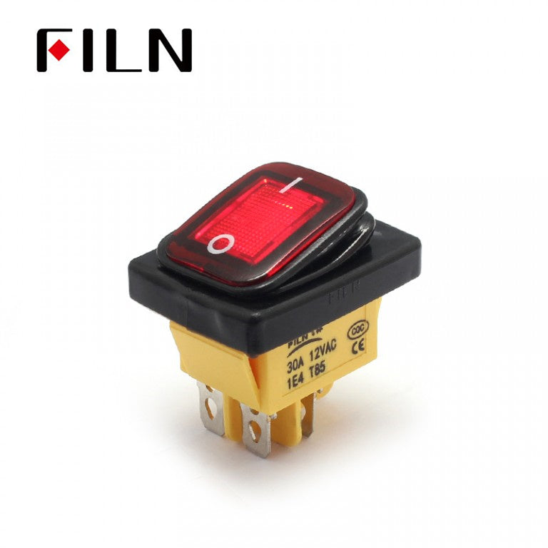 380V Red 15A 4PIN IP67 Amazon Hot Sell Push Rocker Switch Front