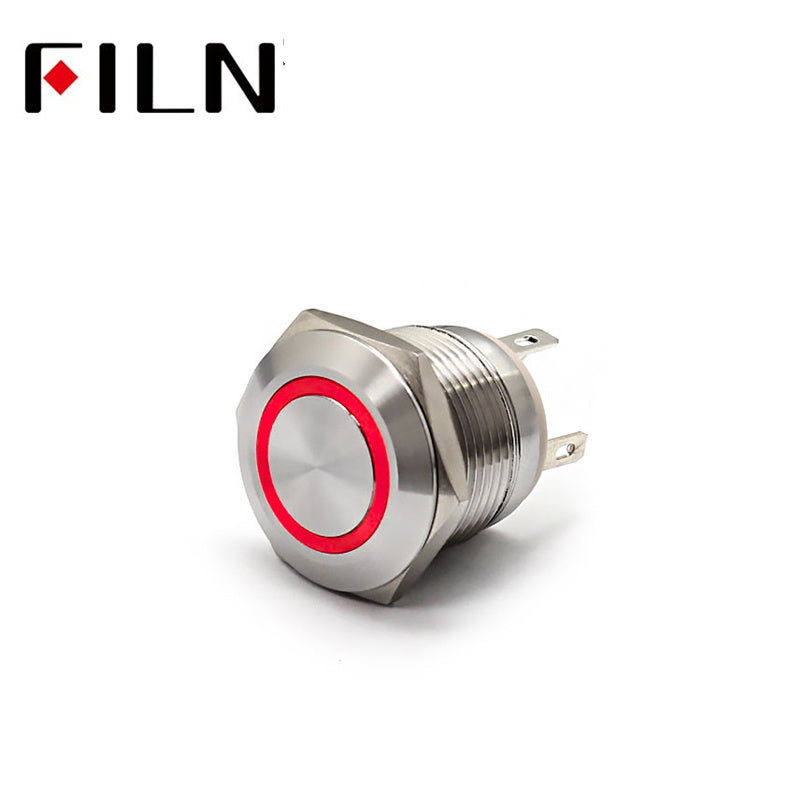 19MM 10A 250V IP67 FILN momentary push button switch Red