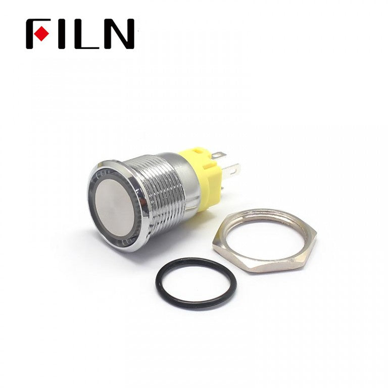 19MM Flat Head Terminal Pin Concave Momentary Push Button Switch Details