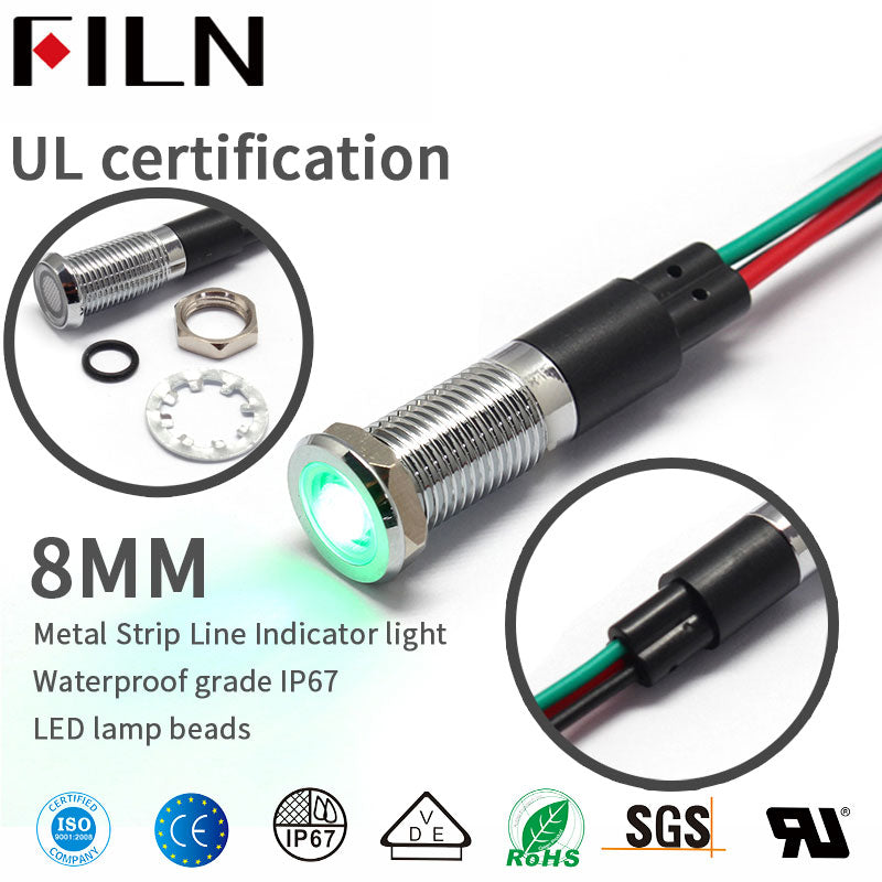 Filn 8MM 120V Double Color Red Green LED indicator light