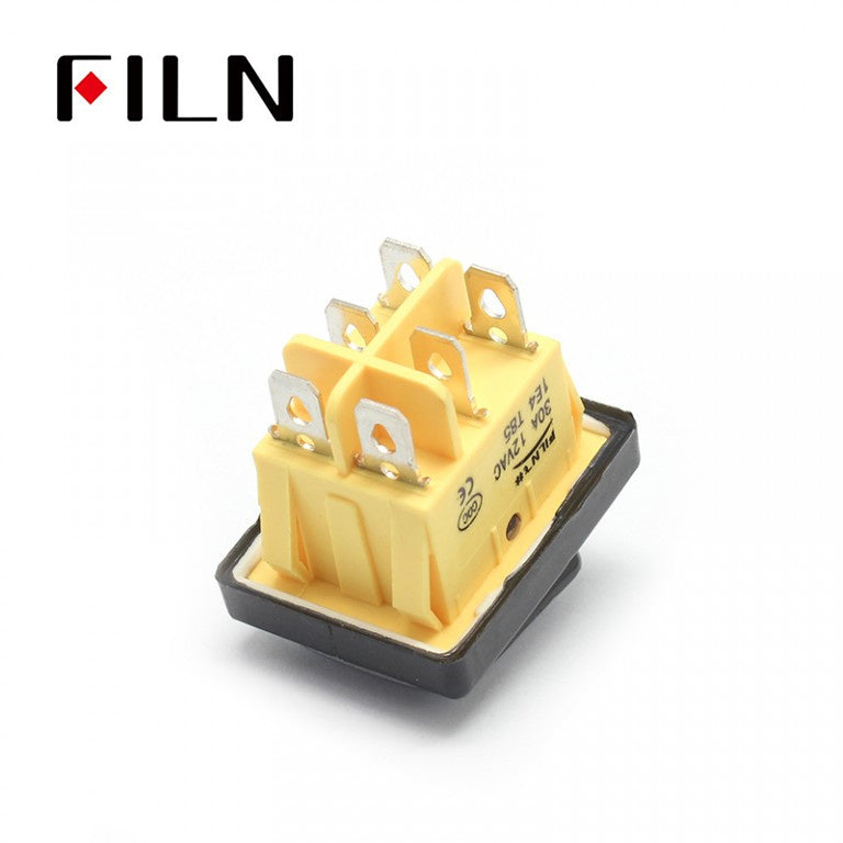 FILN  IP68 KCD4 6PIN Momentary LED Waterproof Rocker Switch Bottom