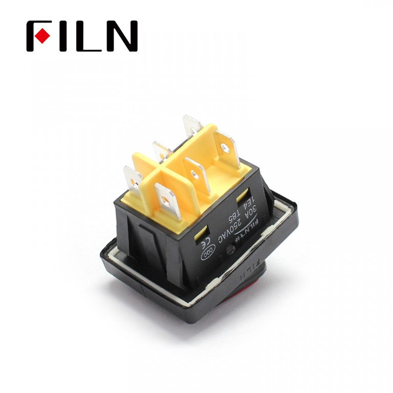 FILN KCD4 250V on-off-on 6Pin Waterproof LED Rocker Switch Bottom