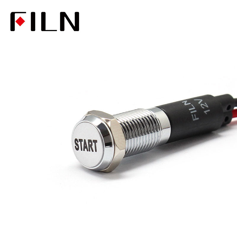 FILN White Bezel FL1M 8mm 12V LED Metal Indicator Dashboard Light with Symbol Start Signal symbol indicator