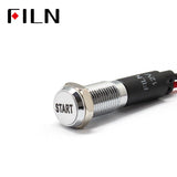 FILN White Bezel FL1M 8mm 12V LED Metal Indicator Dashboard Light with Symbol Start Signal symbol indicator