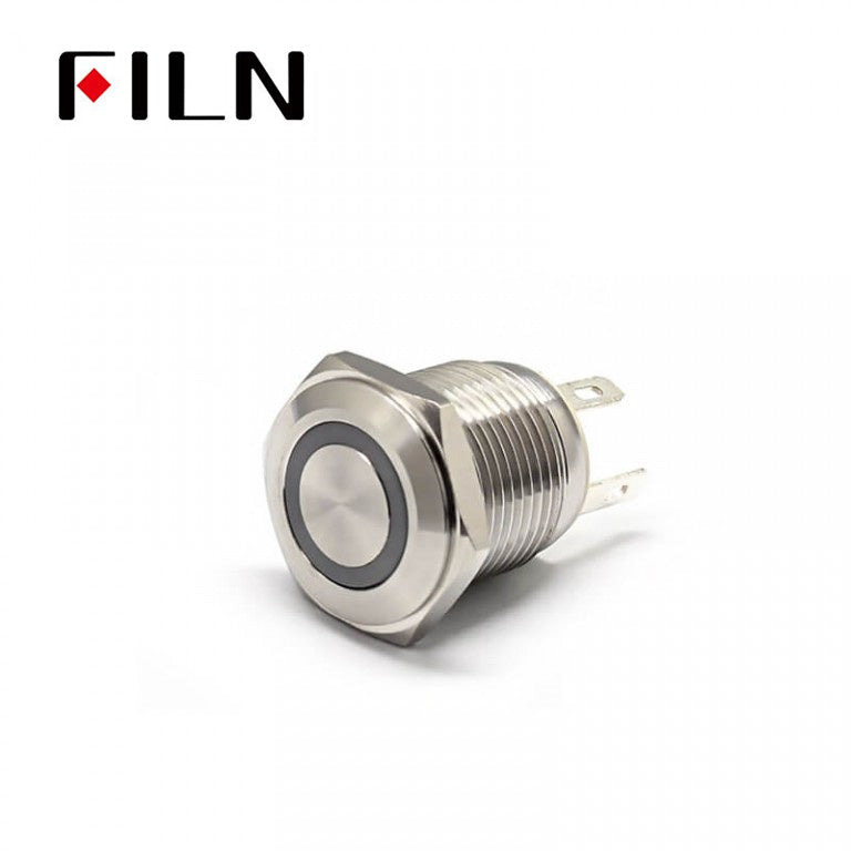 16MM 4PIN 12V 10A Waterproof Push Button Switch Grey