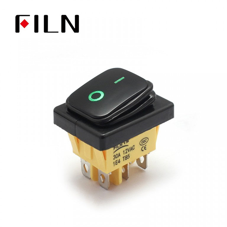 FILN  IP68 KCD4 6PIN Momentary LED Waterproof Rocker Switch Best Price