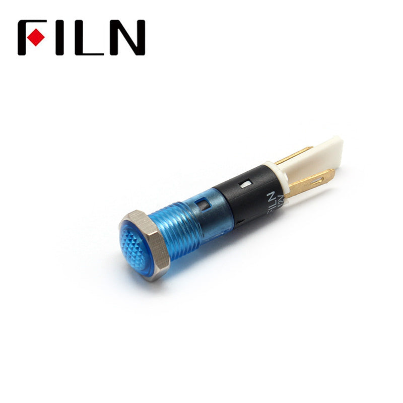 8MM 12V LED IP67 Plastic Indicator Light Blue