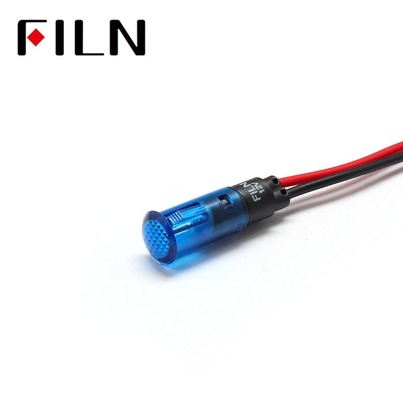 8MM 12V Clip-on LED Plastic White Indicator Light Blue