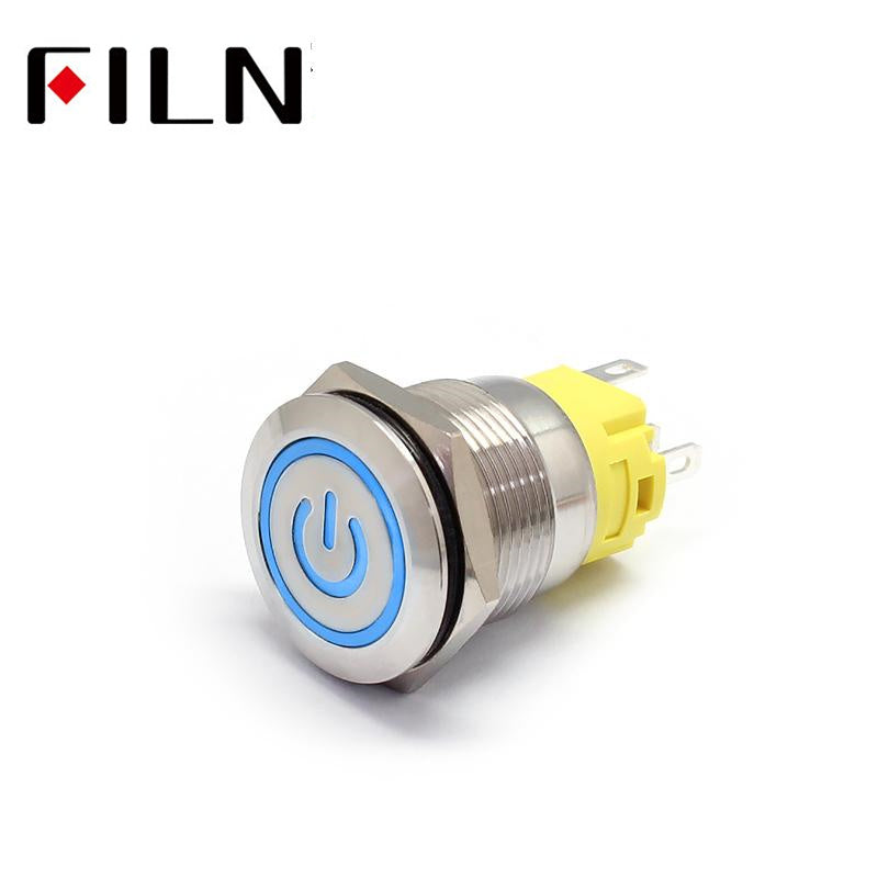 19MM 3V White LED Latching Metal Push Button Switch Circuit Blue