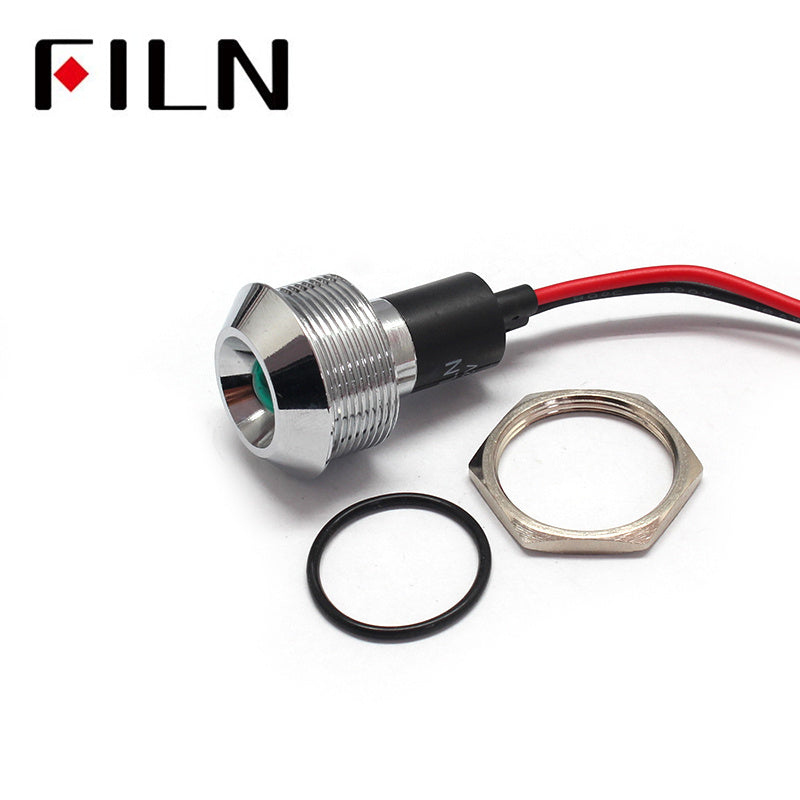 22MM 12v Waterproof Red LED Illuminated Push Button Switch Details