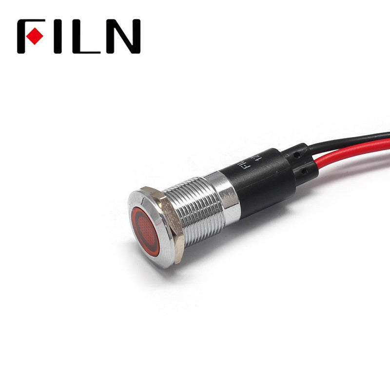 12MM 12V Metal Red LED Indicator Light Red