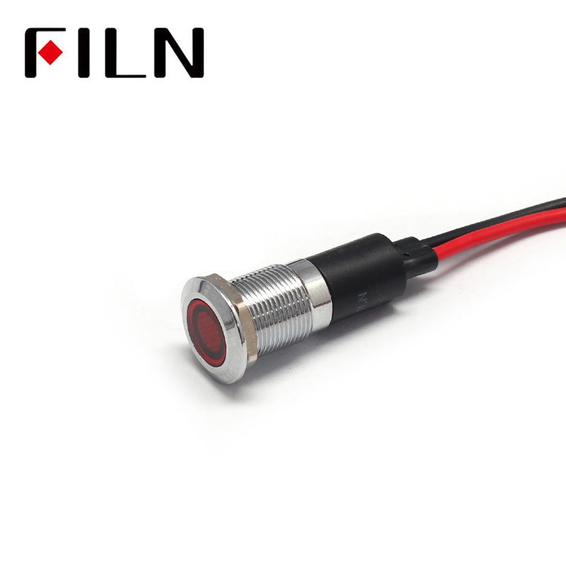 12MM 12V Metal Red LED Indicator Light Red