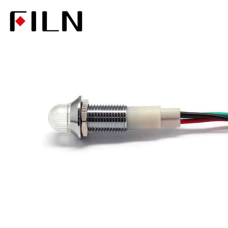 10mm 220V Red-Green Double color LED Metal Indicator Light White