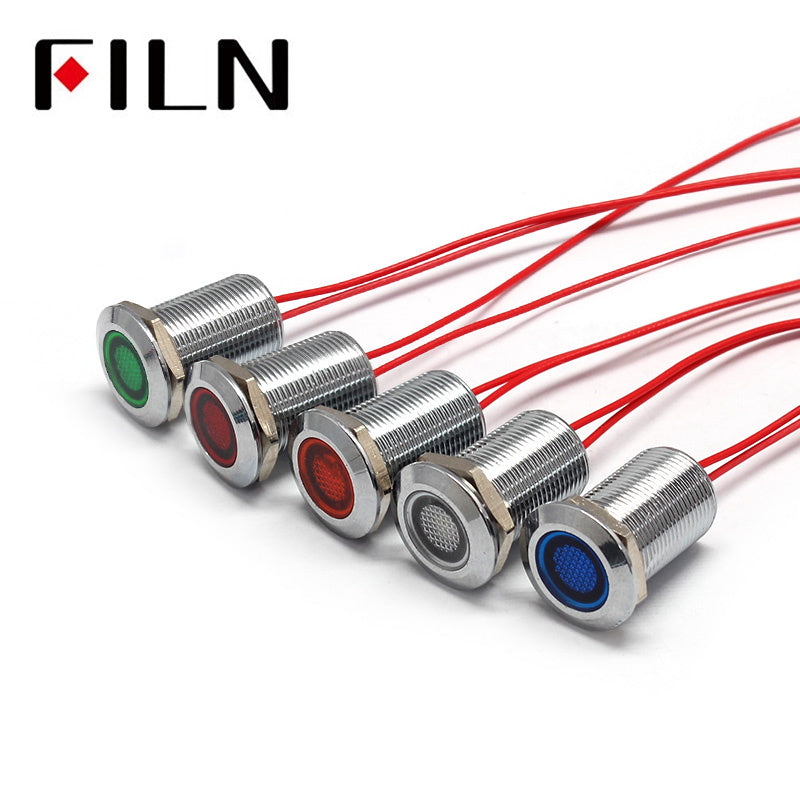 12MM Metal 240V LED Indicator Light With Wire Colour