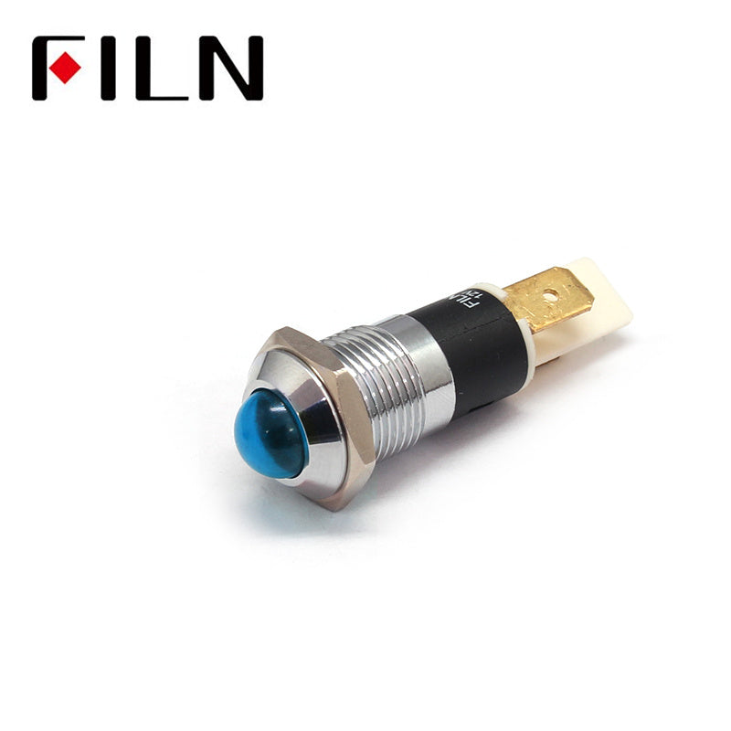 220V 14MM BULE 6.3PIN new led metal indicator light Blue