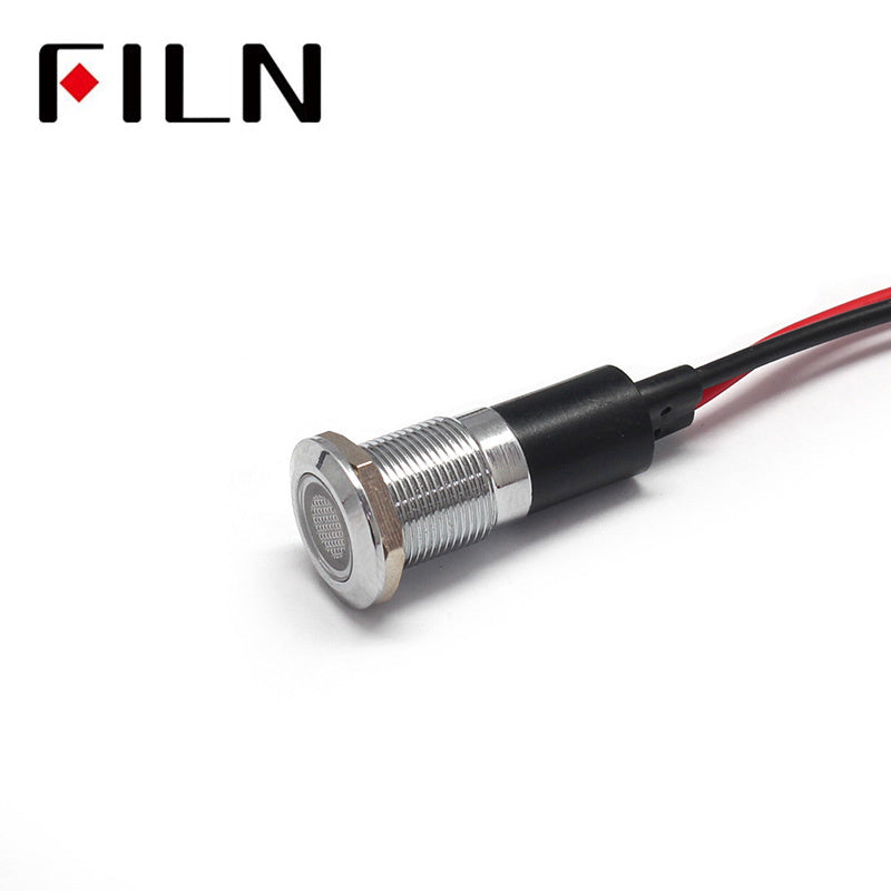 12MM 12V Metal Red LED Indicator Light White