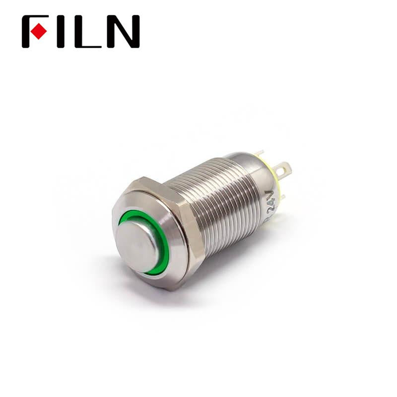 12MM 4PIN Yellow Illuminated Latching Push Button Switch Green