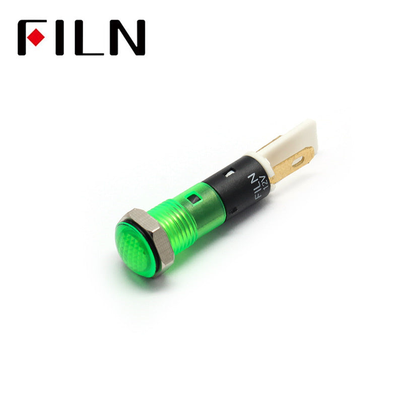 8MM 12V LED IP67 Plastic Indicator Light Green