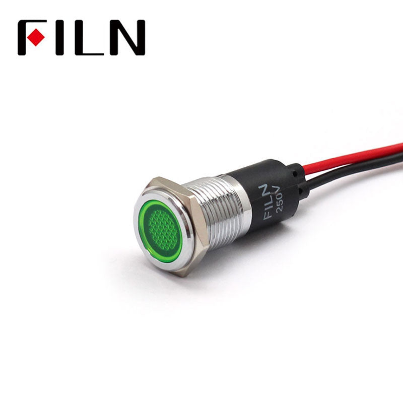 14mm 28V Panel LED White Indicator Light Green