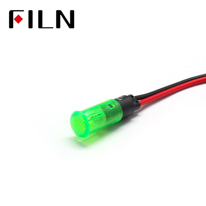 8MM 12V Clip-on LED Plastic White Indicator Light Green