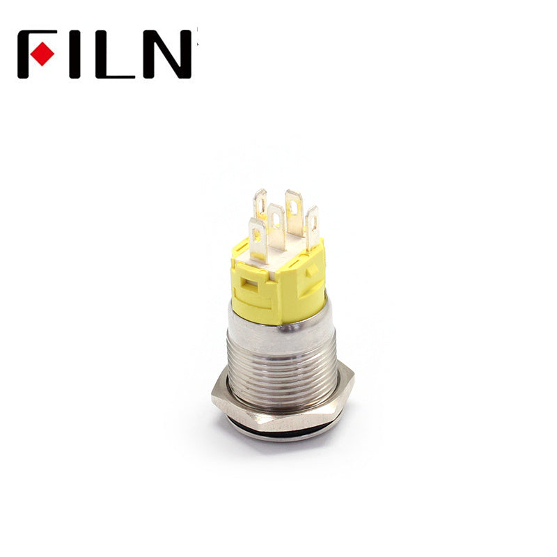 Filn 16mm 6V 12V 110V 220V LED waterproof Push Button Switch with Power symbol Bottom