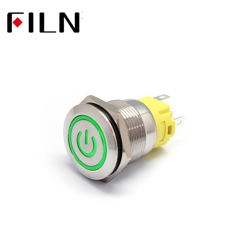 19MM 3V White LED Latching Metal Push Button Switch Circuit Green