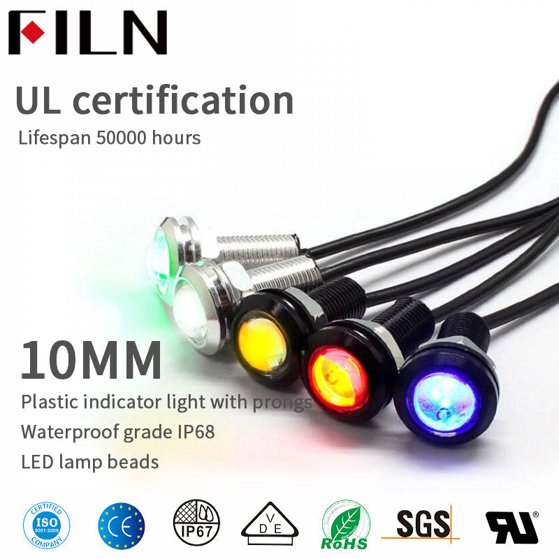 10mm ip68 12v 1w led high-flux indicator light