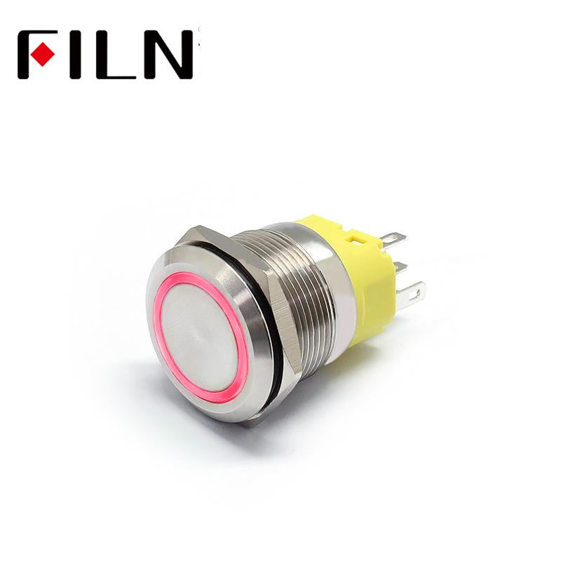 22MM  110V LED illuminated Latching Red Push Button Switch Pink