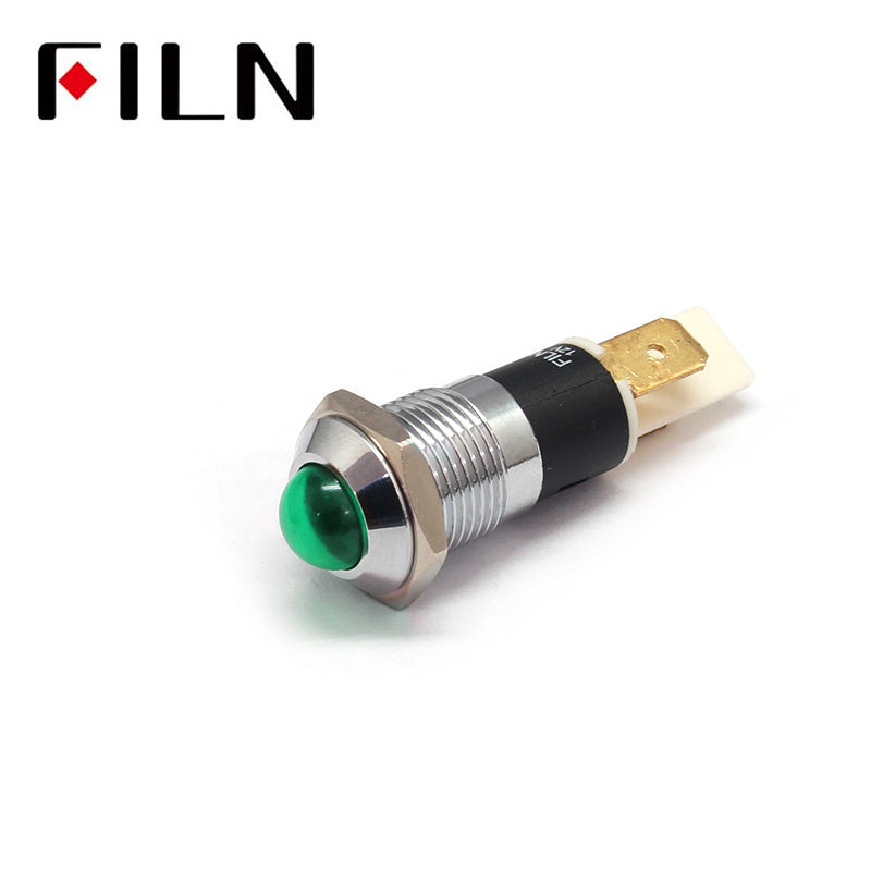 220V 14MM BULE 6.3PIN new led metal indicator light Green