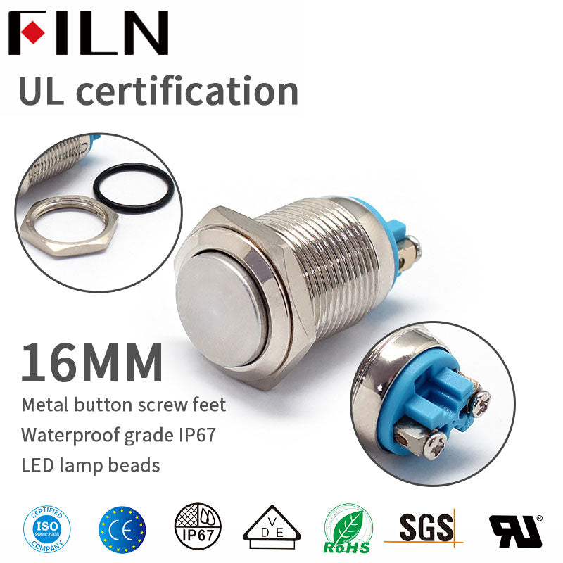 FILN 16MM 12V 24V 110V 220V Metal push button switch