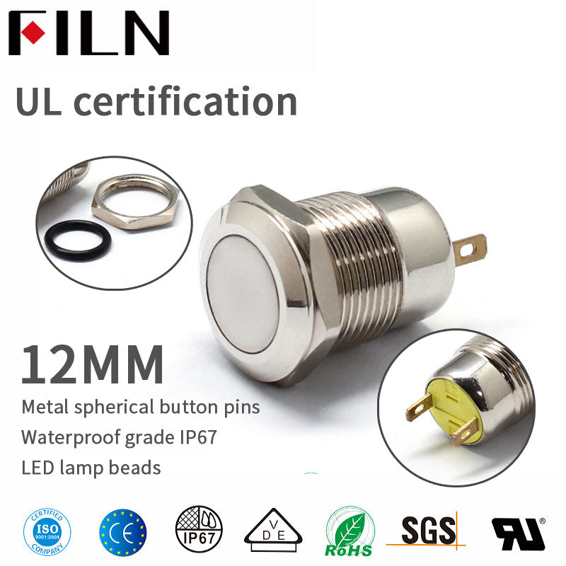 12MM 12V Momentary Waterproof Push Button Switch