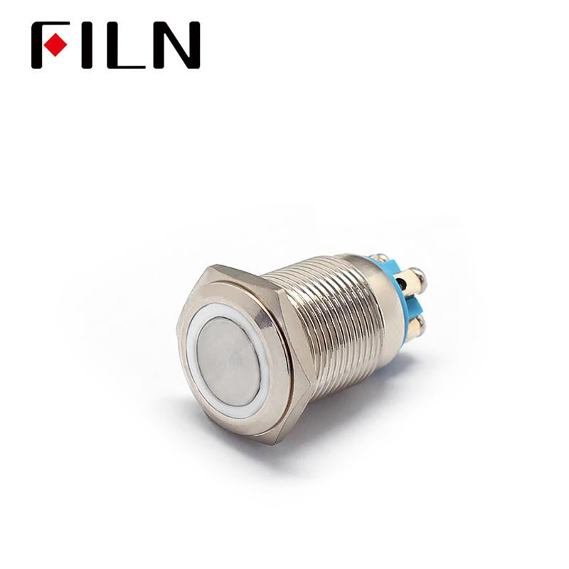 16mm ip67 12v green led illuminated on off circuit with one push button switch in sale