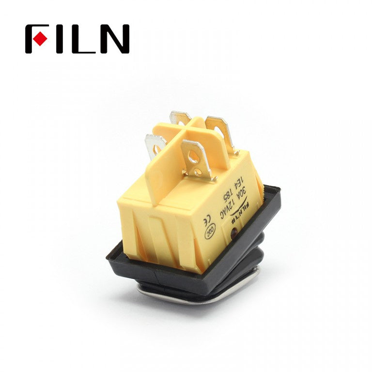 FILN Amber Stainless Waterproof IP68 12V Lighted Rocker Switch Bottom