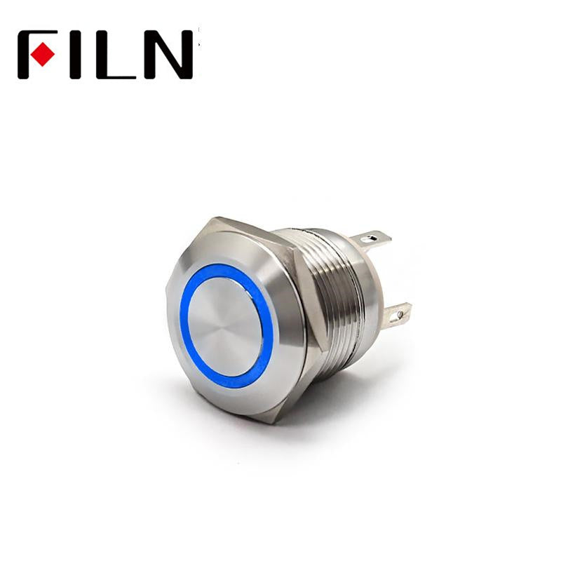 19MM 10A 250V IP67 FILN momentary push button switch Blue