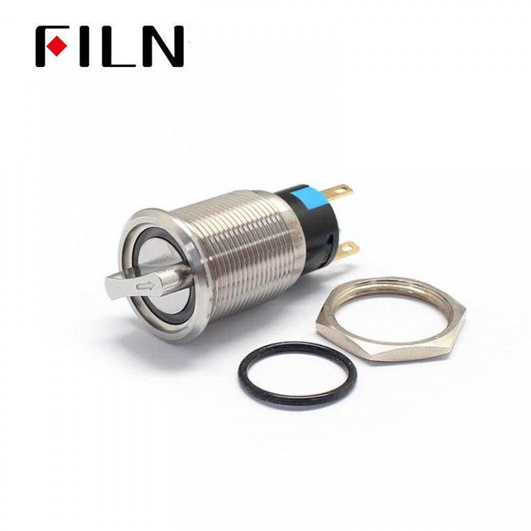 19mm 3 Way  Push Button Switch Metal Rotary Latching Illuminated Details