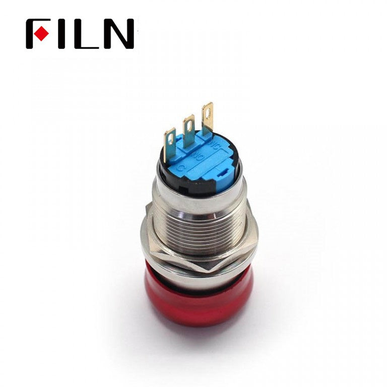 19MM 3 Pins Waterproof Metal Push Button Stop Switch Bottom