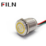 25MM 3A Waterproof Metal Push Button Switch Yellow